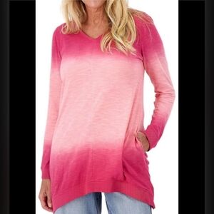 Logo by Lori Goldstein- Hand Tie Dye Long Sleeve Top Red